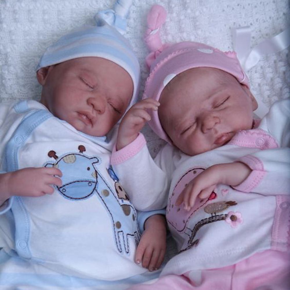 17'' Lifelike Realistic Twins Sister Katelyn and Cameron Reborn Baby Doll Girl Toy